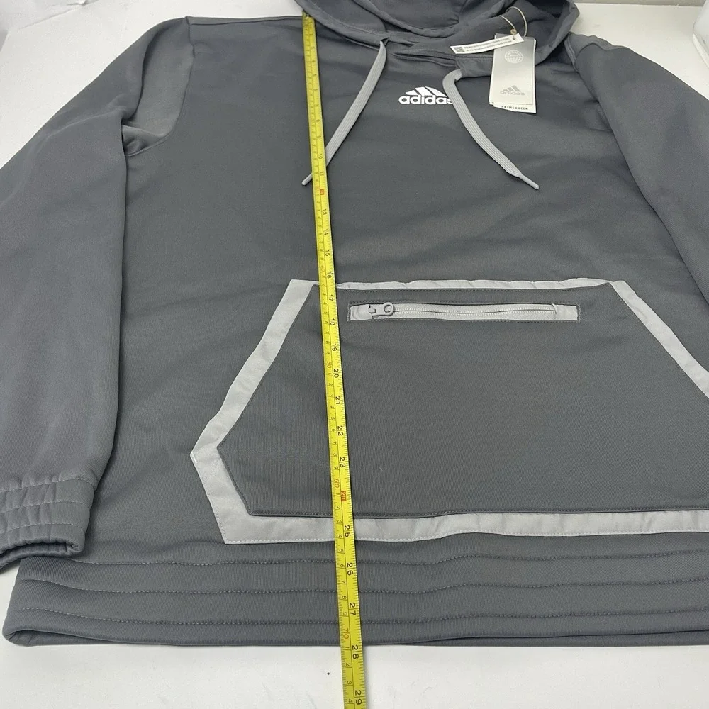 Adidas Mens Medium Grey Gray‎ Team Issue Pullover Aeroready Hoodie Sweatshirt